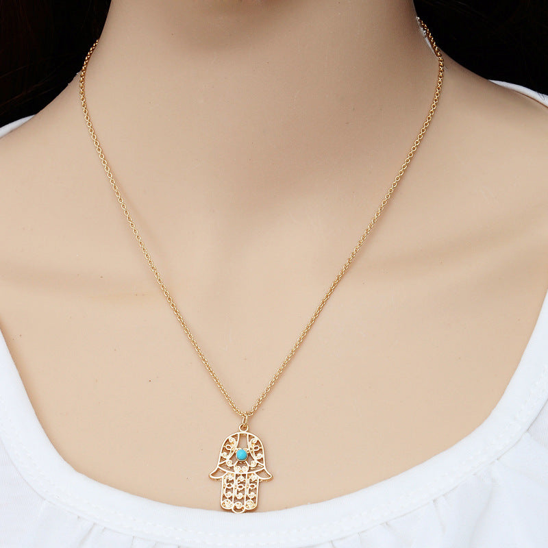 Zhuang Zhou Spiritual Turquoise Fatima Hand Jewel