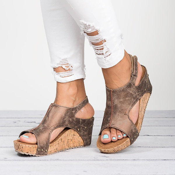 Sandales Compensées Chic à Bout Ouvert