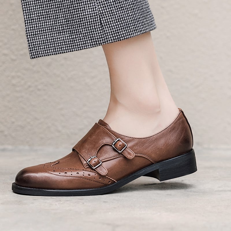 Chaussures Brogue Femmes en Cuir Style Britannique