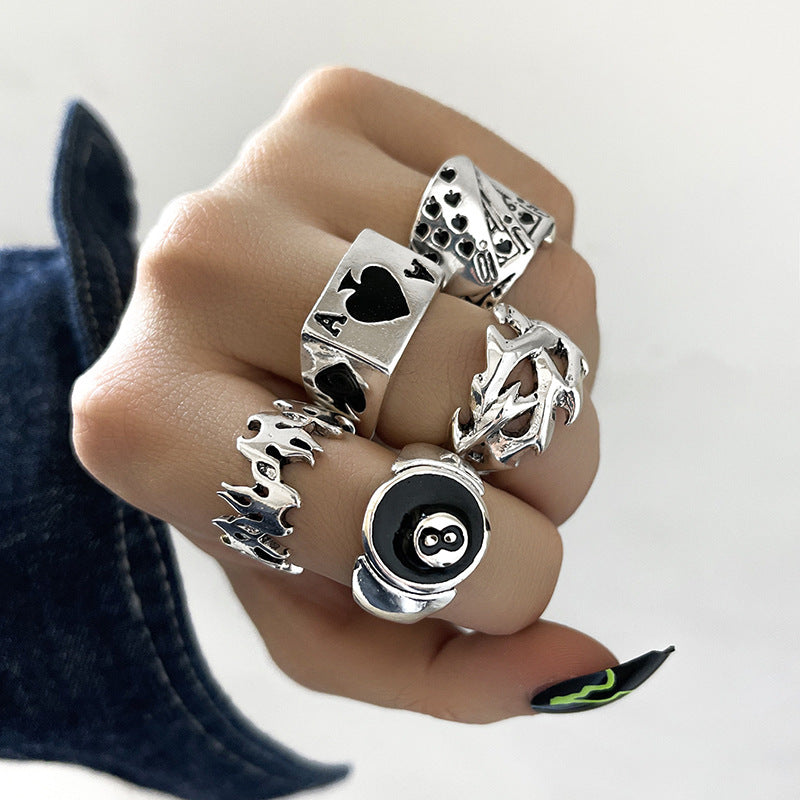 Chic Alloy Geometric Ring with Silver Finish
