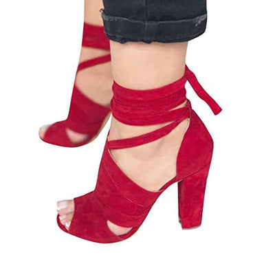 Chunky Heel Suede Peep-Toe Pumps