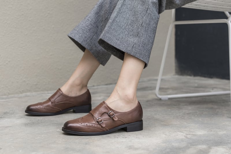 Chaussures Brogue Femmes en Cuir Style Britannique