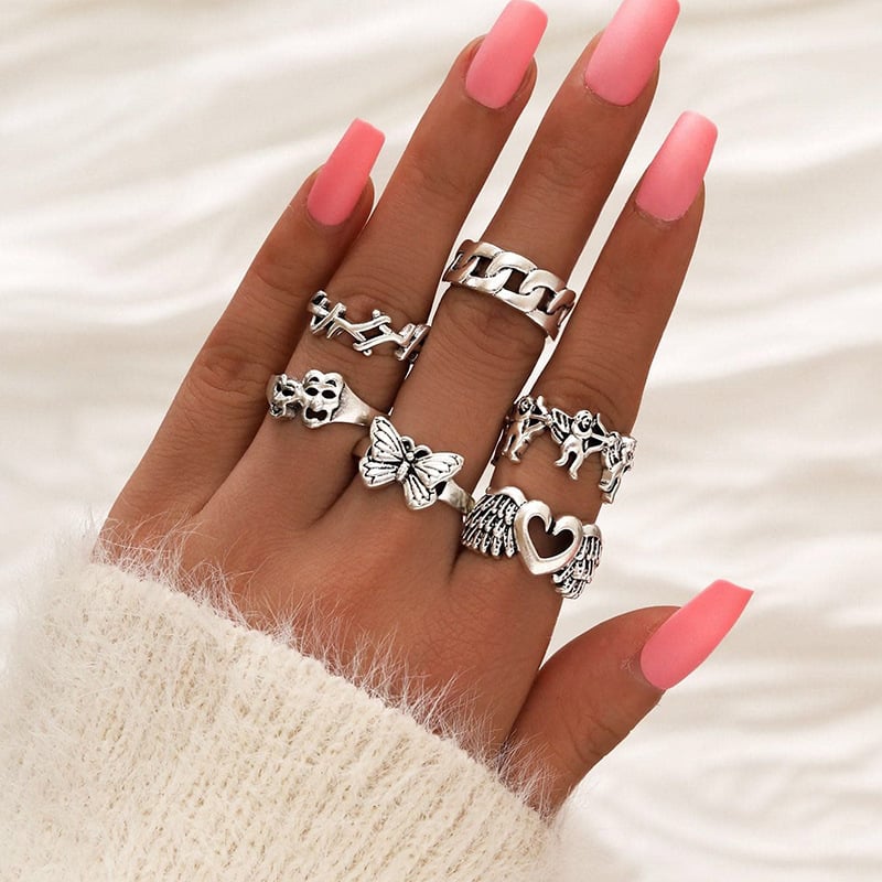 Chic Alloy Geometric Ring with Silver Finish
