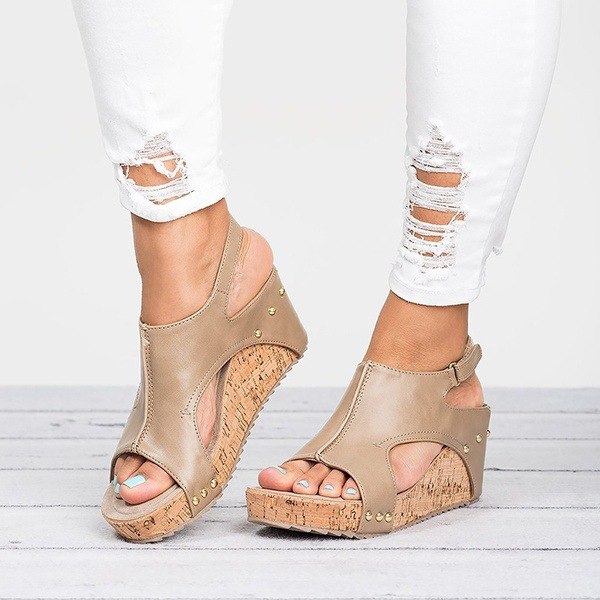 Sandales Compensées Chic à Bout Ouvert