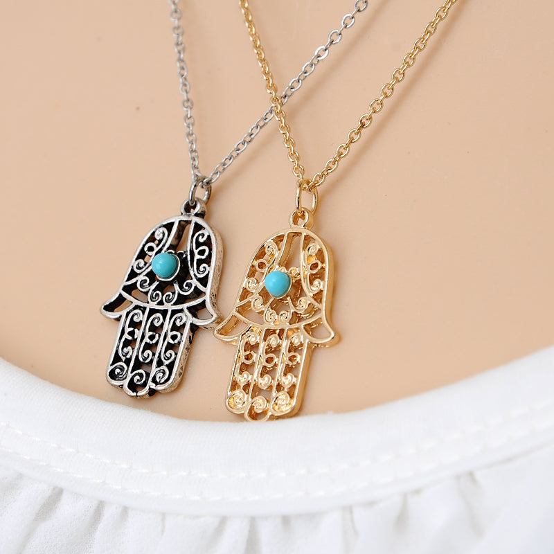 Zhuang Zhou Spiritual Turquoise Fatima Hand Jewel