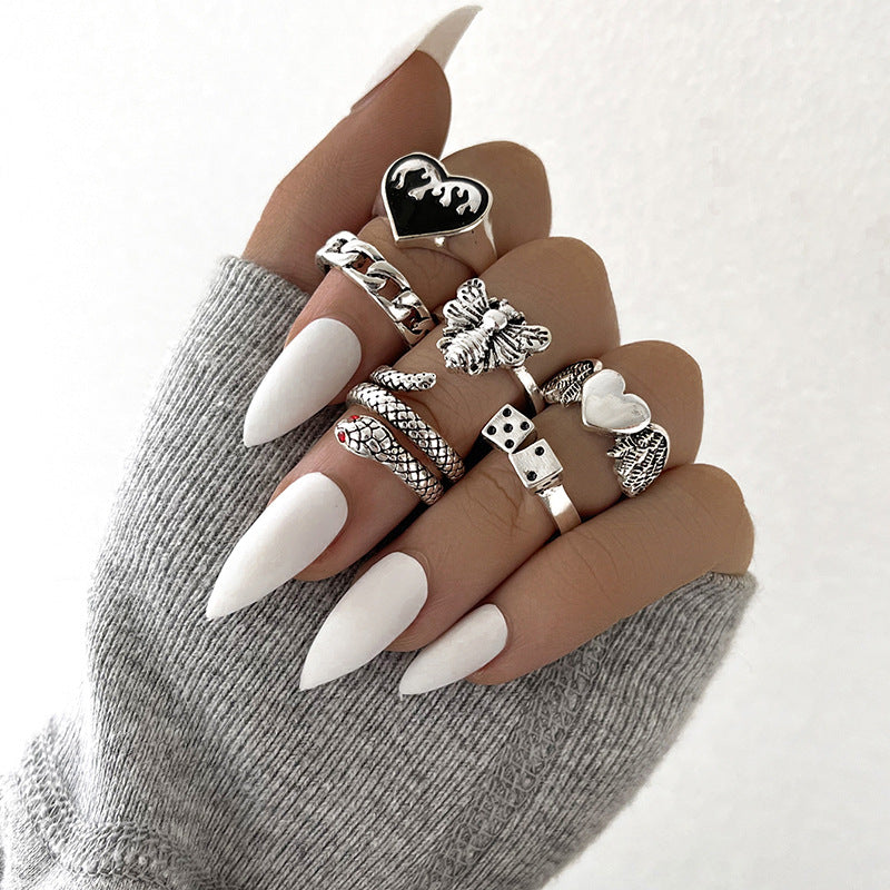 Chic Alloy Geometric Ring with Silver Finish