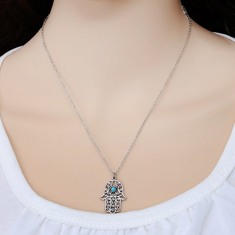 Zhuang Zhou Spiritual Turquoise Fatima Hand Jewel