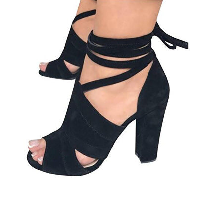 Chunky Heel Suede Peep-Toe Pumps