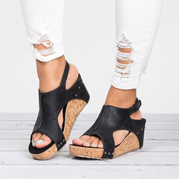 Sandales Compensées Chic à Bout Ouvert