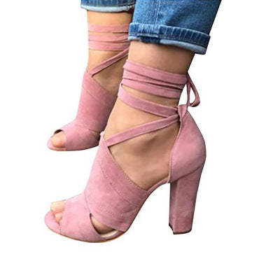 Chunky Heel Suede Peep-Toe Pumps
