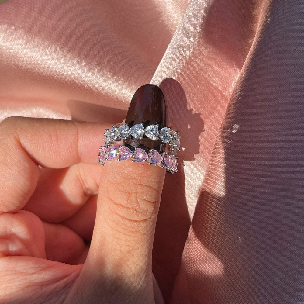 Bague sophistiquée en argent sterling avec zircon pour femmes