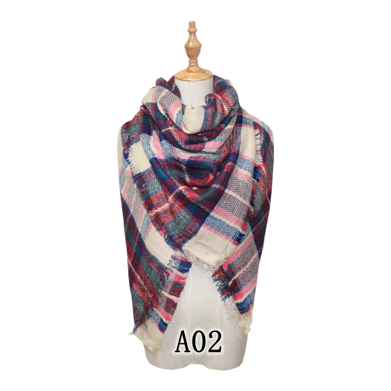 Chic Houndstooth Faux Mohair Scarf - Reversible