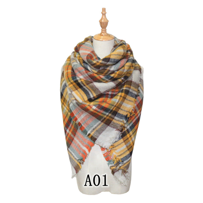 Chic Houndstooth Faux Mohair Scarf - Reversible