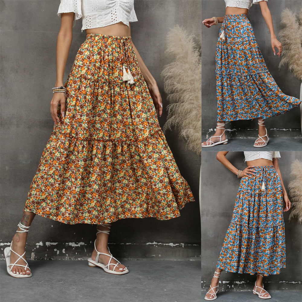Jupe Bohème Florale en Coton pour la Plage