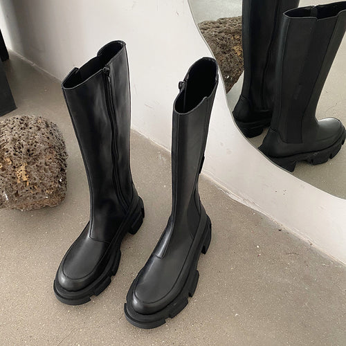 Bottes Martin Rétro Britanniques à Bout Rond pour Femmes