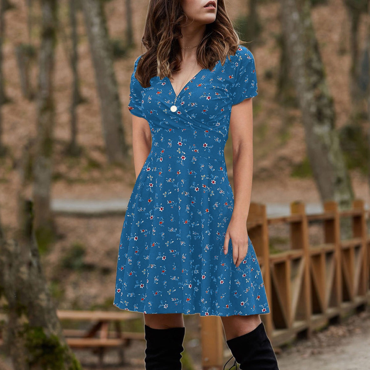 Elegant Floral Long Sleeve Party Dress
