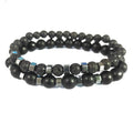 Black Lava Glass Bead Bracelet for Men
