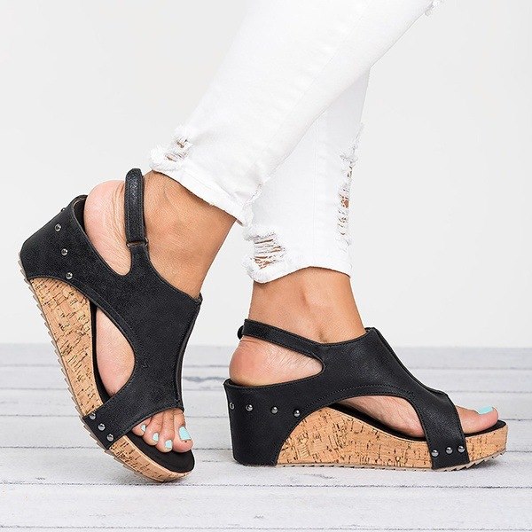 Sandales Compensées Chic à Bout Ouvert