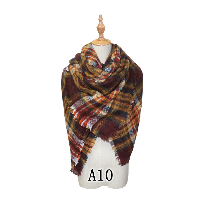 Chic Houndstooth Faux Mohair Scarf - Reversible