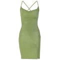 Elegant Women's Spaghetti Strap, Open Back, Slit Gown
