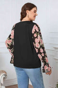 Curved Ruffled Floral Blouse